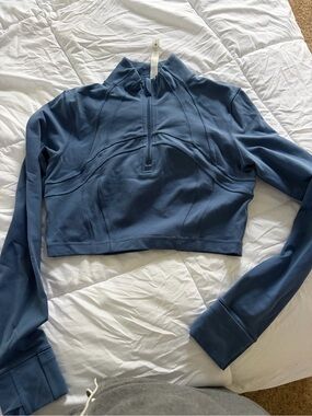 lululemon athletica Slate Blue Cropped Half-Zip Pullover